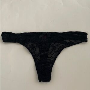 NWOT Betsy Johnson black embroidered mesh thong